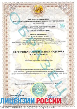 Образец сертификата соответствия аудитора №ST.RU.EXP.00014299-1 Чудово Сертификат ISO 14001